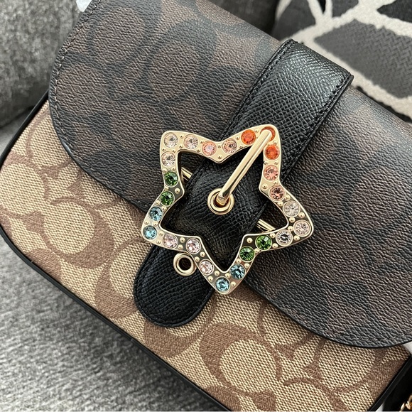 NWT COACH C7013 Gemma Crossbody In Blocked Signature Canvas With Star Buckle - Picture 4 of 16